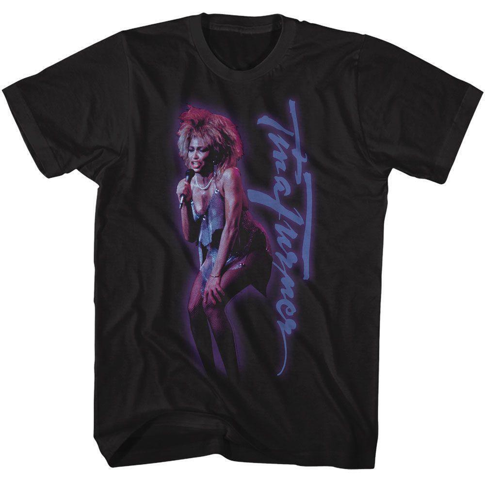 Tina Turner Singing Outer Glow Black T Shirt